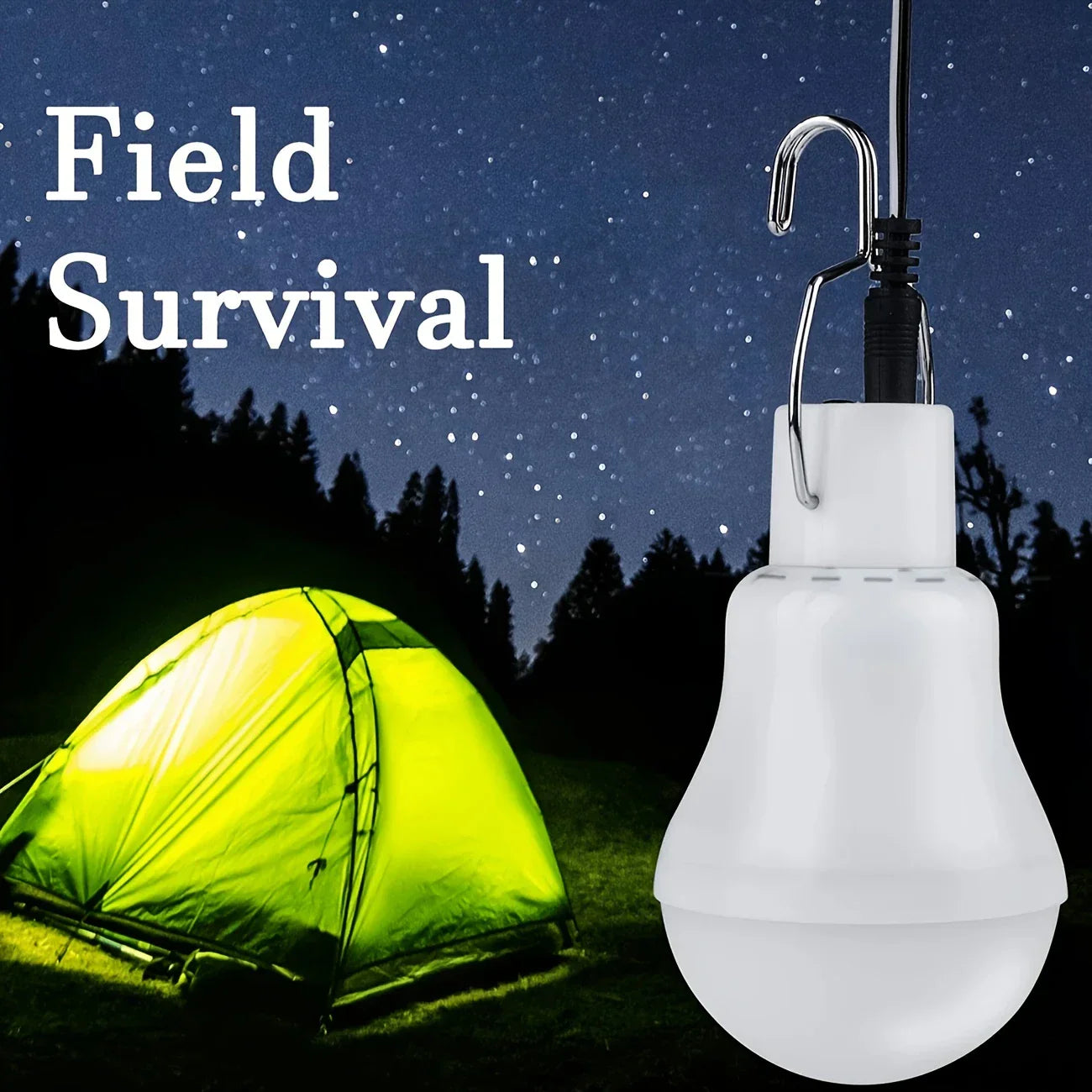 Ampoule solaire puissante LED avec panneau solaire, usage intérieur et extérieur à faible consommation