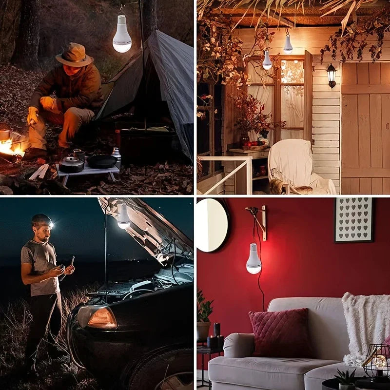 Ampoule solaire puissante LED avec panneau solaire, usage intérieur et extérieur à faible consommation