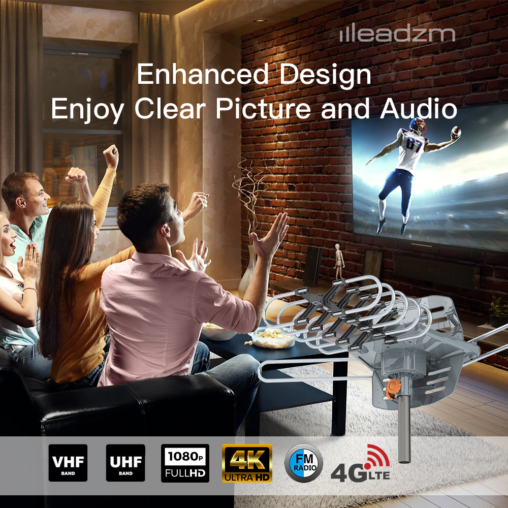990 Meilen HD-TV-Außenantenne | Dualband, 360°-Empfang und einfache Installation für Home Entertainment