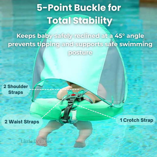 Baby Swim Float with Sunshade Canopy | Safety Buckle, Quick-Drying & Ideal for Infants 3-24 Months